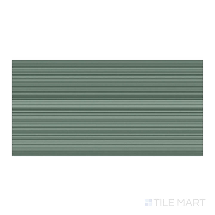 Flat-lay of Nuances Ribbed Giada 24x48 Matte Porcelain Tile, showing its vertical striations and refreshing hue—ideal for accent walls or artistic installations.