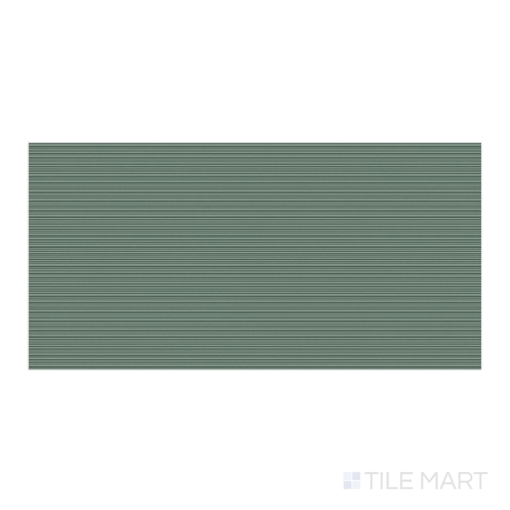 Flat-lay of Nuances Ribbed Giada 24x48 Matte Porcelain Tile, showing its vertical striations and refreshing hue—ideal for accent walls or artistic installations.