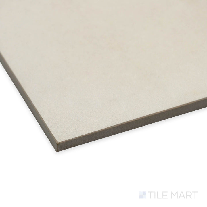Side view of Nuances Bianco 24x48 tile with a bright white matte surface and subtle modern elegance.