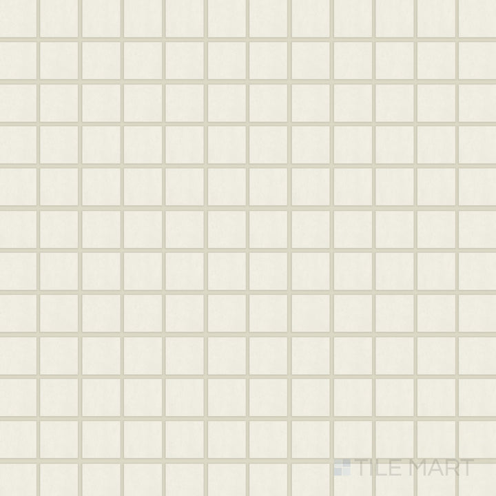 Full view of Nuances Bianco 2" Square Matte Porcelain Mosaic Tile featuring bright white color, uniform square pattern, and smooth matte finish for backsplashes and showers.