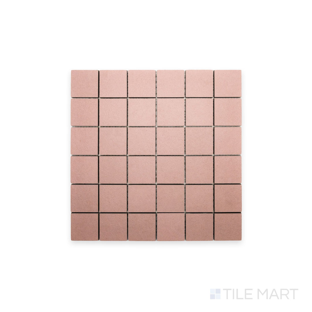 Top-facing image of Nuances Rose 2" Square Matte Porcelain Mosaic, featuring warm blush tones in a compact mosaic format for decorative accents.