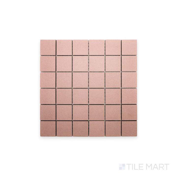 Top-facing image of Nuances Rose 2" Square Matte Porcelain Mosaic, featuring warm blush tones in a compact mosaic format for decorative accents.