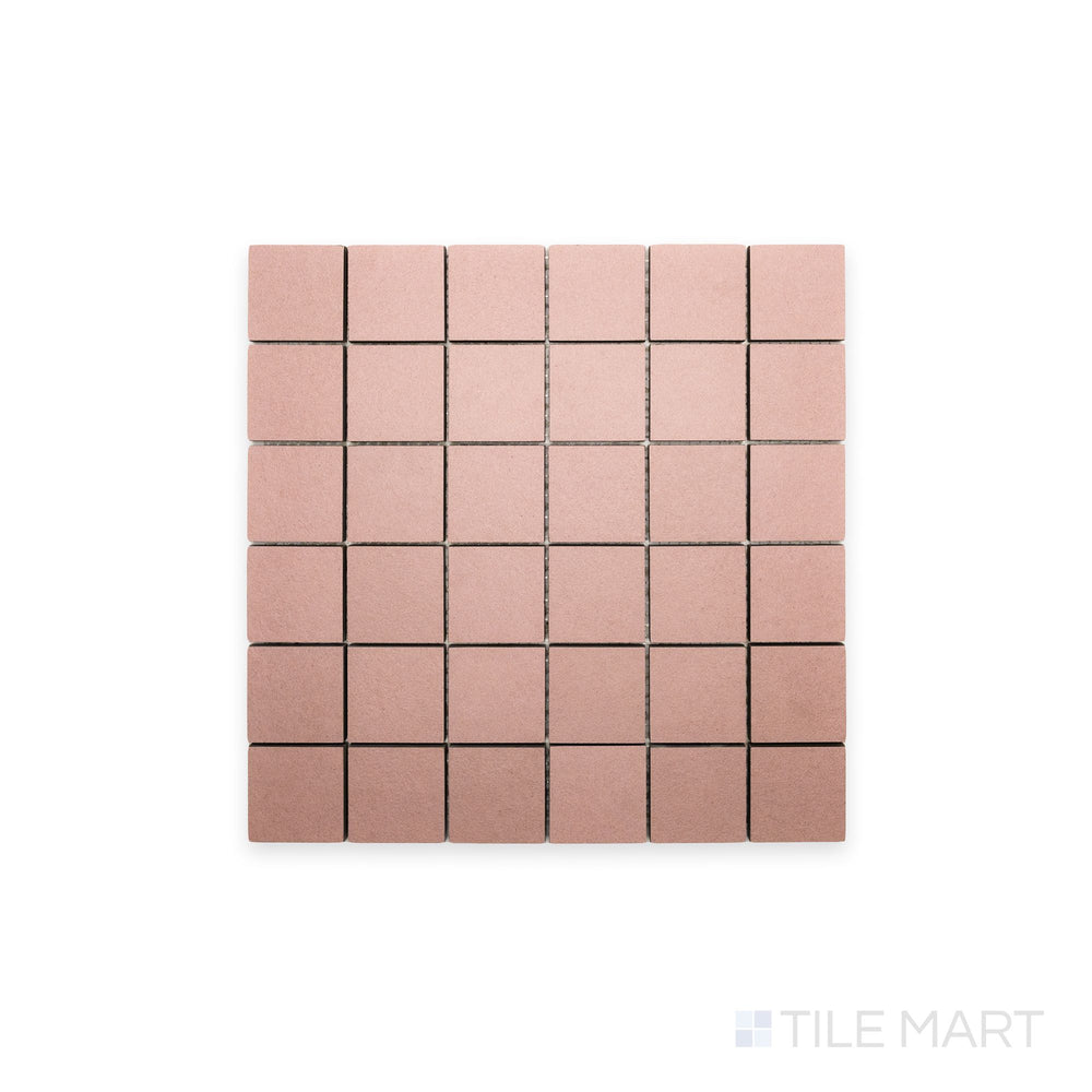 Top-facing image of Nuances Rose 2" Square Matte Porcelain Mosaic, featuring warm blush tones in a compact mosaic format for decorative accents.
