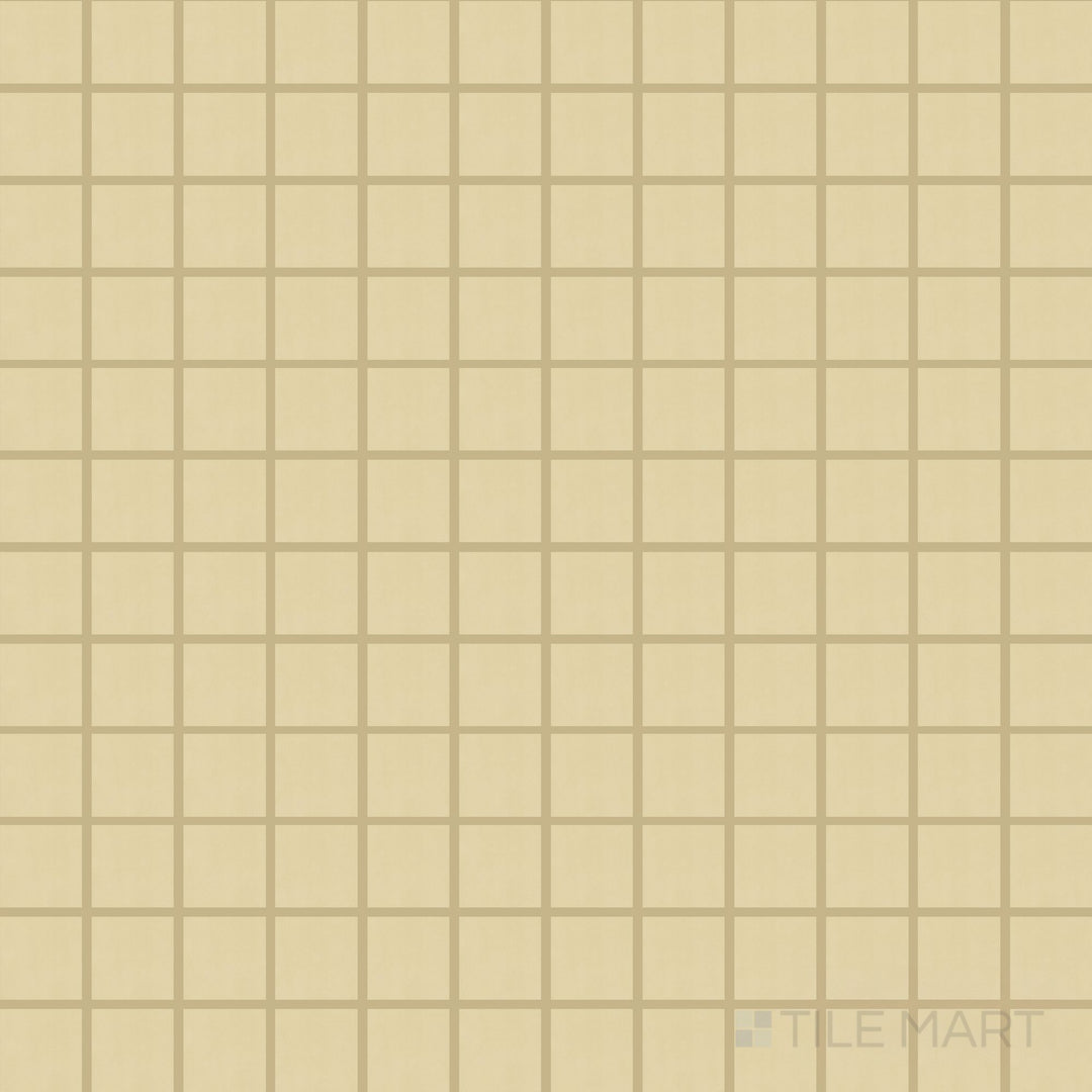 Full view of Nuances Luce 2" Square Matte Porcelain Mosaic Tile with soft off-white color, matte texture, and precise square tile arrangement ideal for contemporary bathrooms and kitchens.