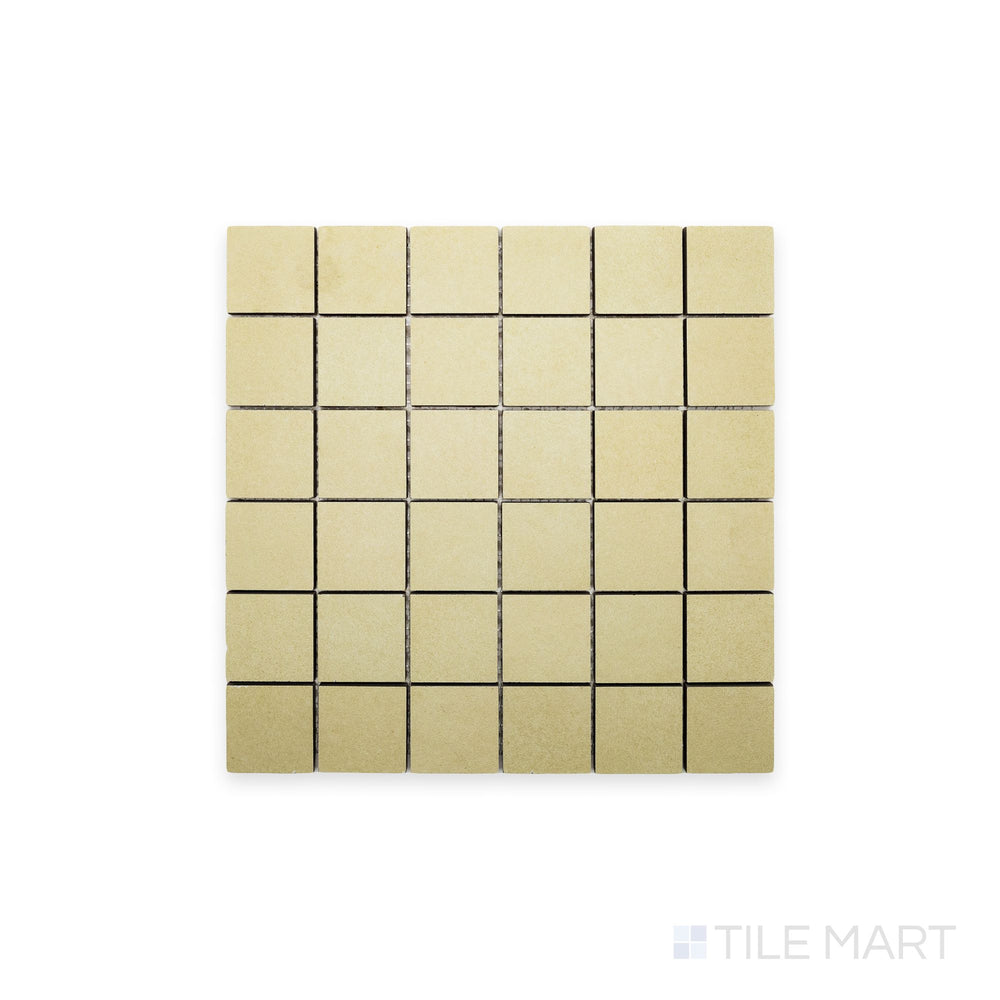 Direct tile shot of Nuances Luce 2" Square Matte Porcelain Mosaic, presenting a soft, luminous white grid suitable for contemporary kitchen or bath installs.