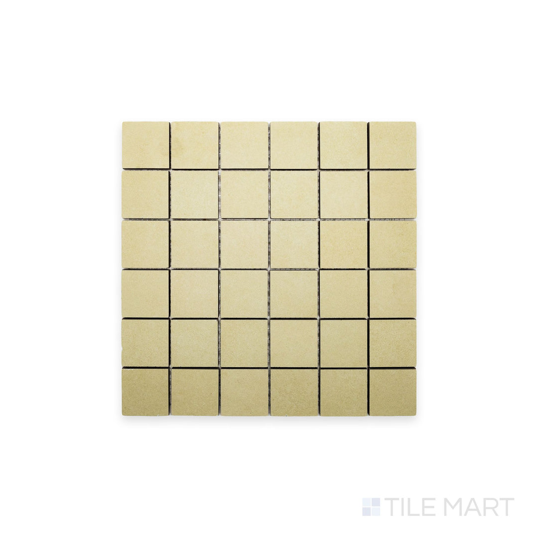 Direct tile shot of Nuances Luce 2" Square Matte Porcelain Mosaic, presenting a soft, luminous white grid suitable for contemporary kitchen or bath installs.