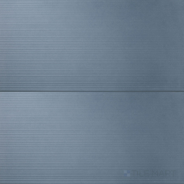 Full view of Nuances Ribbed Cielo 24x48 Matte Porcelain Tile highlighting a delicate blue hue, vertical ribbed texture, and modern matte finish suited for feature walls.