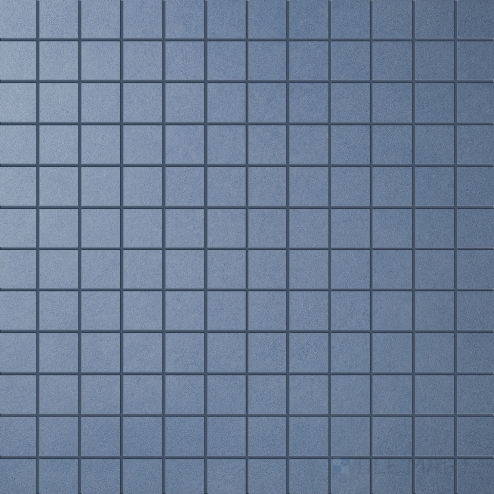 Product overview of Nuances Cielo 2" Square Matte Porcelain Mosaic Tile showcasing sky-blue coloring, crisp square pattern, and a soft matte finish for backsplashes or accents.