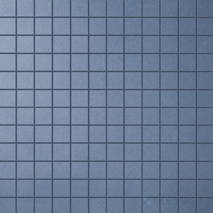 Product overview of Nuances Cielo 2" Square Matte Porcelain Mosaic Tile showcasing sky-blue coloring, crisp square pattern, and a soft matte finish for backsplashes or accents.