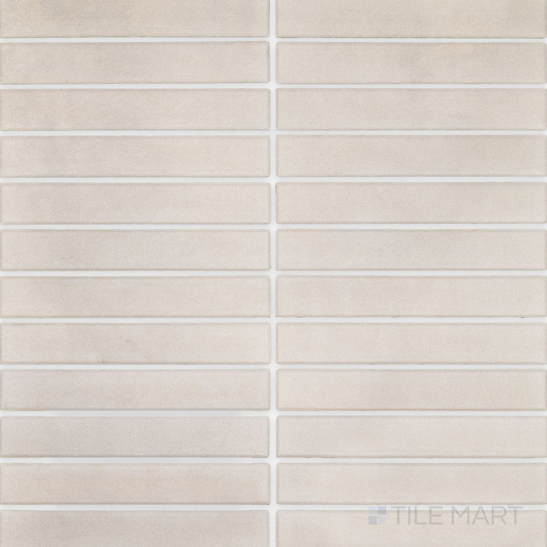 Full view of Passaggi Grey 1x6 Grid Matte Porcelain Mosaic Tile featuring cool gray rectangular tiles in a modern grid format with matte texture.