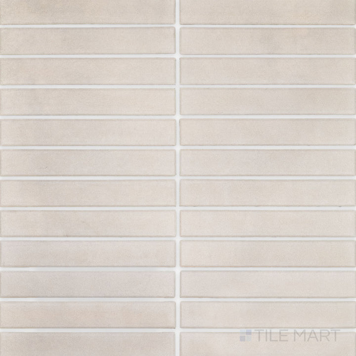 Full view of Passaggi Grey 1x6 Grid Matte Porcelain Mosaic Tile featuring cool gray rectangular tiles in a modern grid format with matte texture.