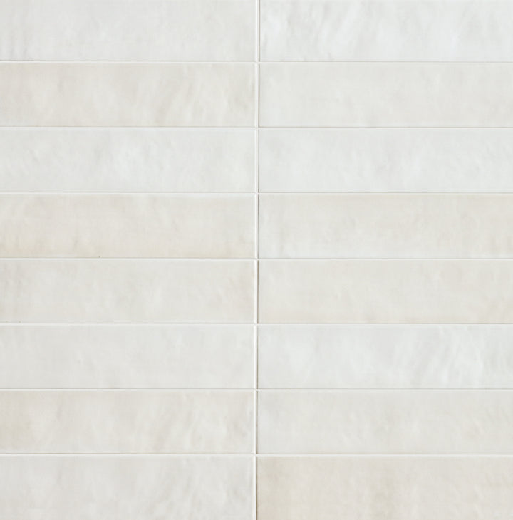 Full view of Passaggi White 2x9 Matte Porcelain Tile showcasing crisp white tone, slim rectangular format, and clean matte finish ideal for modern walls and backsplashes.