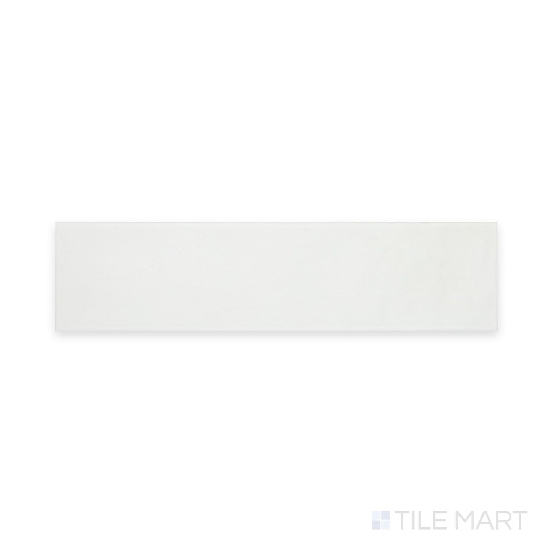 Top-down tile capture of Passaggi White 2x9 Matte Porcelain, a minimalist elongated subway-style piece in crisp white suited for backsplashes and sleek wall installations.