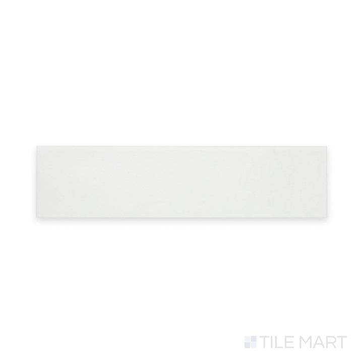 Top-down tile capture of Passaggi White 2x9 Matte Porcelain, a minimalist elongated subway-style piece in crisp white suited for backsplashes and sleek wall installations.