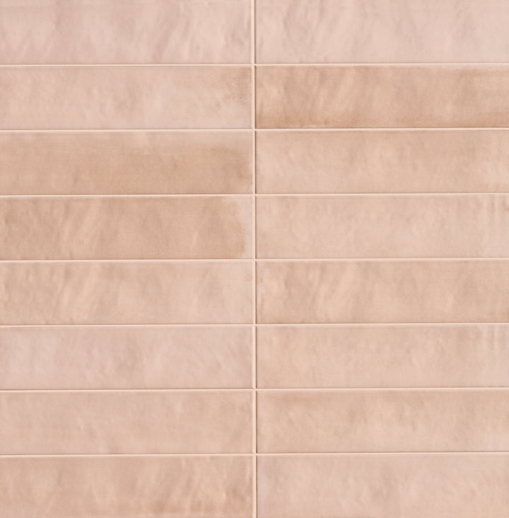 Overview of Passaggi Blush 2x9 Matte Porcelain Tile highlighting soft rose hue, narrow format, and gentle matte surface perfect for subtle accent walls.