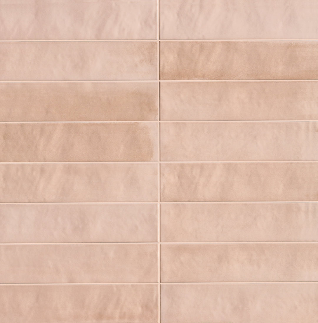 Overview of Passaggi Blush 2x9 Matte Porcelain Tile highlighting soft rose hue, narrow format, and gentle matte surface perfect for subtle accent walls.