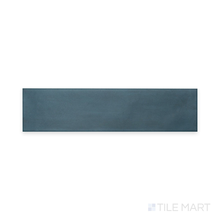 Tile layout shot from above of Passaggi Blue 2x9 Matte Porcelain, highlighting oceanic blue tones in a sleek rectangular shape for fresh, modern appeal.