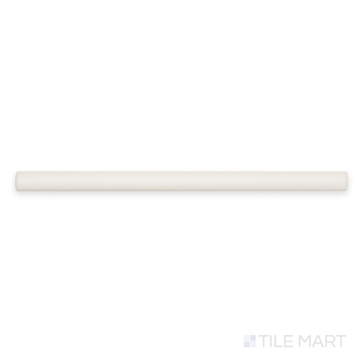 Elevated angle of Passaggi White 0.4x8 Matte Porcelain Jolly, displaying a slim, bright edging trim perfect for clean tile terminations in minimalist interiors.