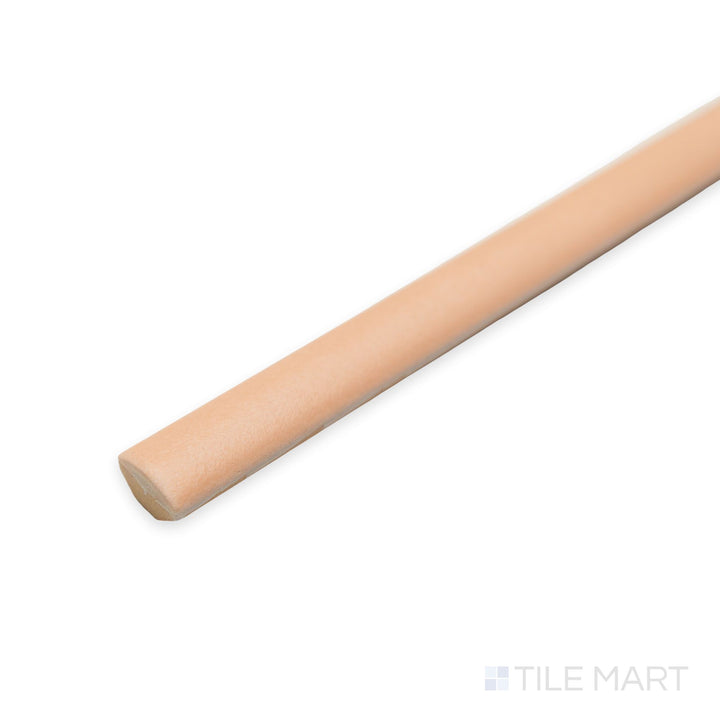 Corner angle of Passaggi Blush 0.4x8 Jolly tile highlighting its rosy hue and narrow trim shape.