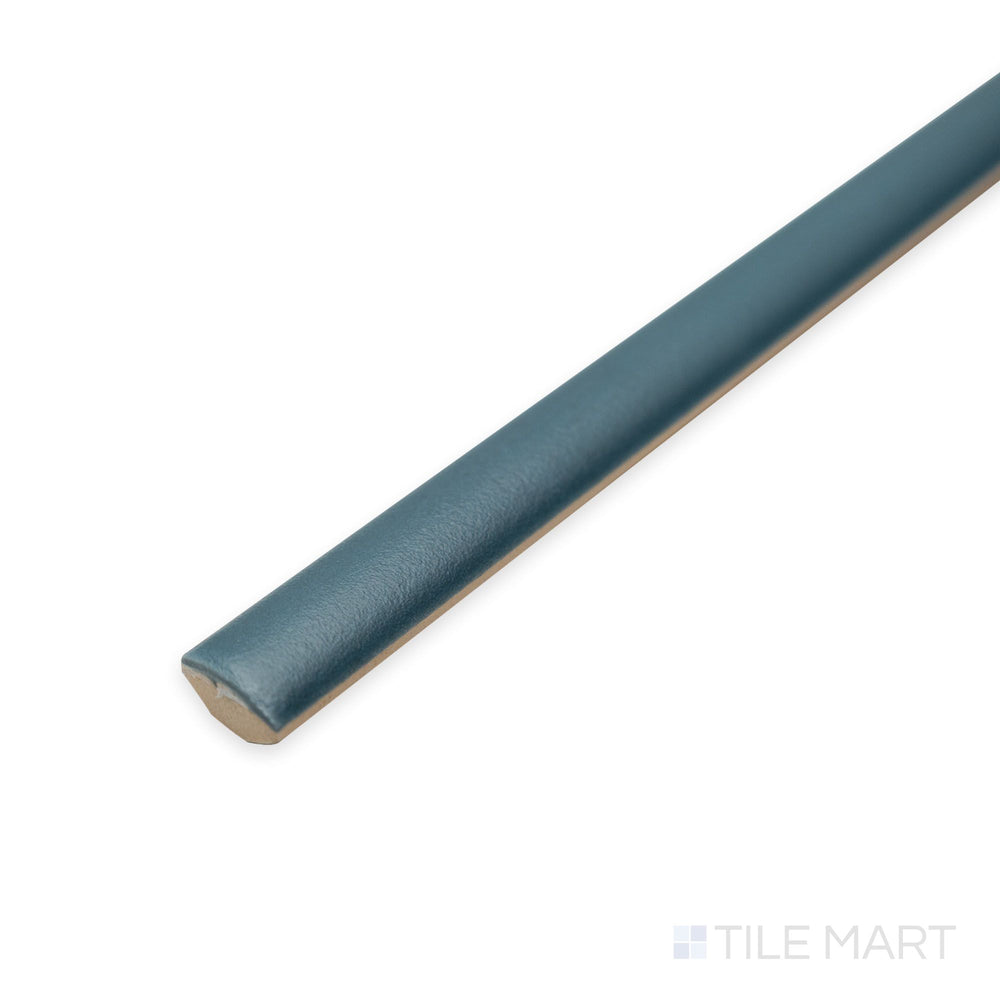 Angled corner view of Passaggi Blue 0.4x8 Jolly tile capturing the clean blue color and minimal edge profile.