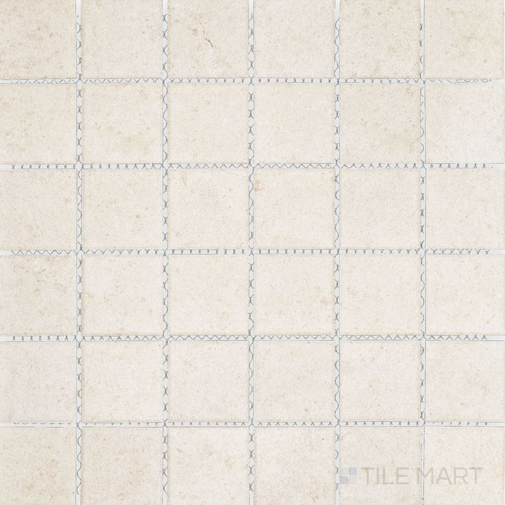 Full view of Richmond Ivory 2" Square Matte Porcelain Mosaic Tile featuring light neutral tones, classic square mosaic layout, and a smooth matte finish.