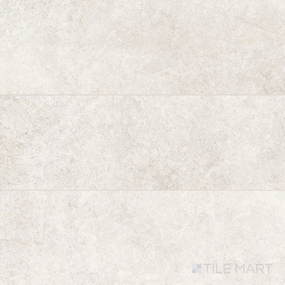 Product overview of Richmond Ivory 13x39 Matte Ceramic Tile featuring creamy ivory tones, slim rectangular shape, and smooth matte surface ideal for vertical wall installations.