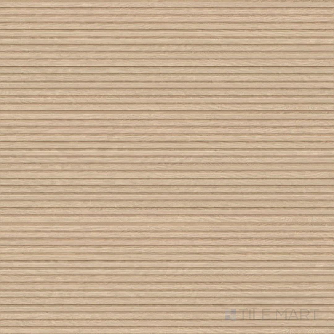 Product overview of Richmond Struttura 3D Natural 13x39 Matte Ceramic Tile featuring natural tones, linear 3D texture, and soft matte surface for warm, textured walls.