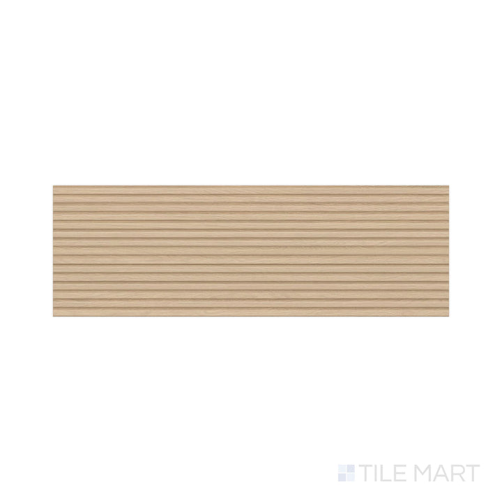 Bird’s-eye view of Richmond Struttura 3D Natural 13X39 Matte Ceramic tile, featuring subtle 3D ridges in a warm, natural beige ideal for adding tactile interest to vertical surfaces.