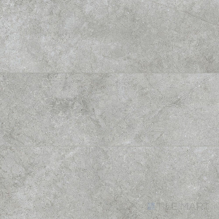 Full view of Richmond Silver 13x39 Matte Ceramic Tile highlighting soft silver-gray tones, slim profile, and matte finish for clean, contemporary wall applications.
