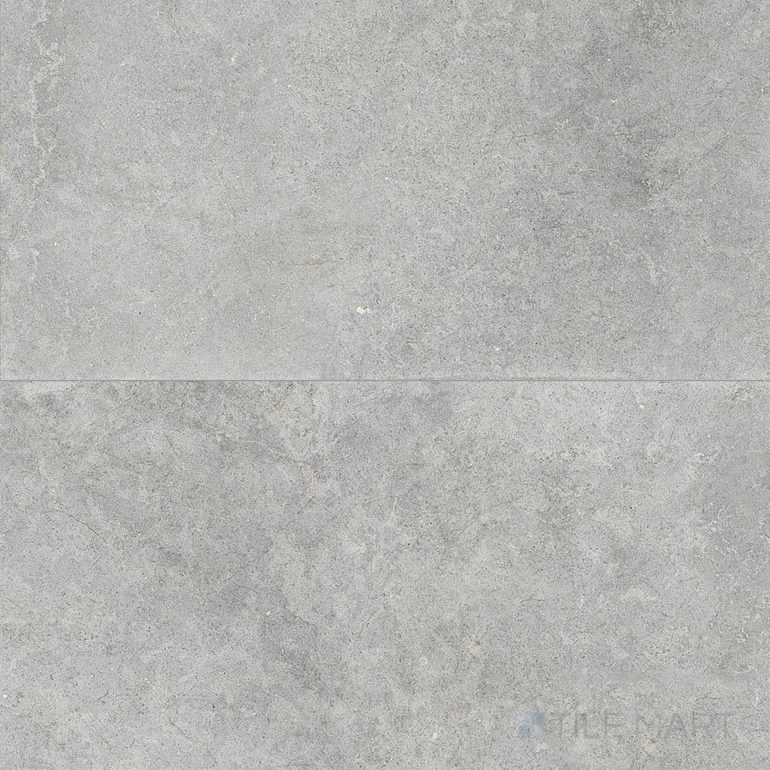 Overview of Richmond Silver 24x48 Matte Porcelain Tile showcasing light gray color, large-format dimensions, and a matte surface perfect for modern open-plan layouts.