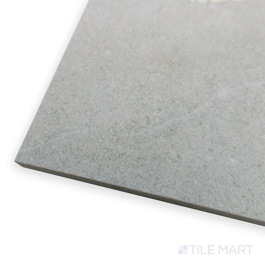 Corner view of Richmond Silver 24X48 tile capturing its expansive gray surface and elegant matte finish.