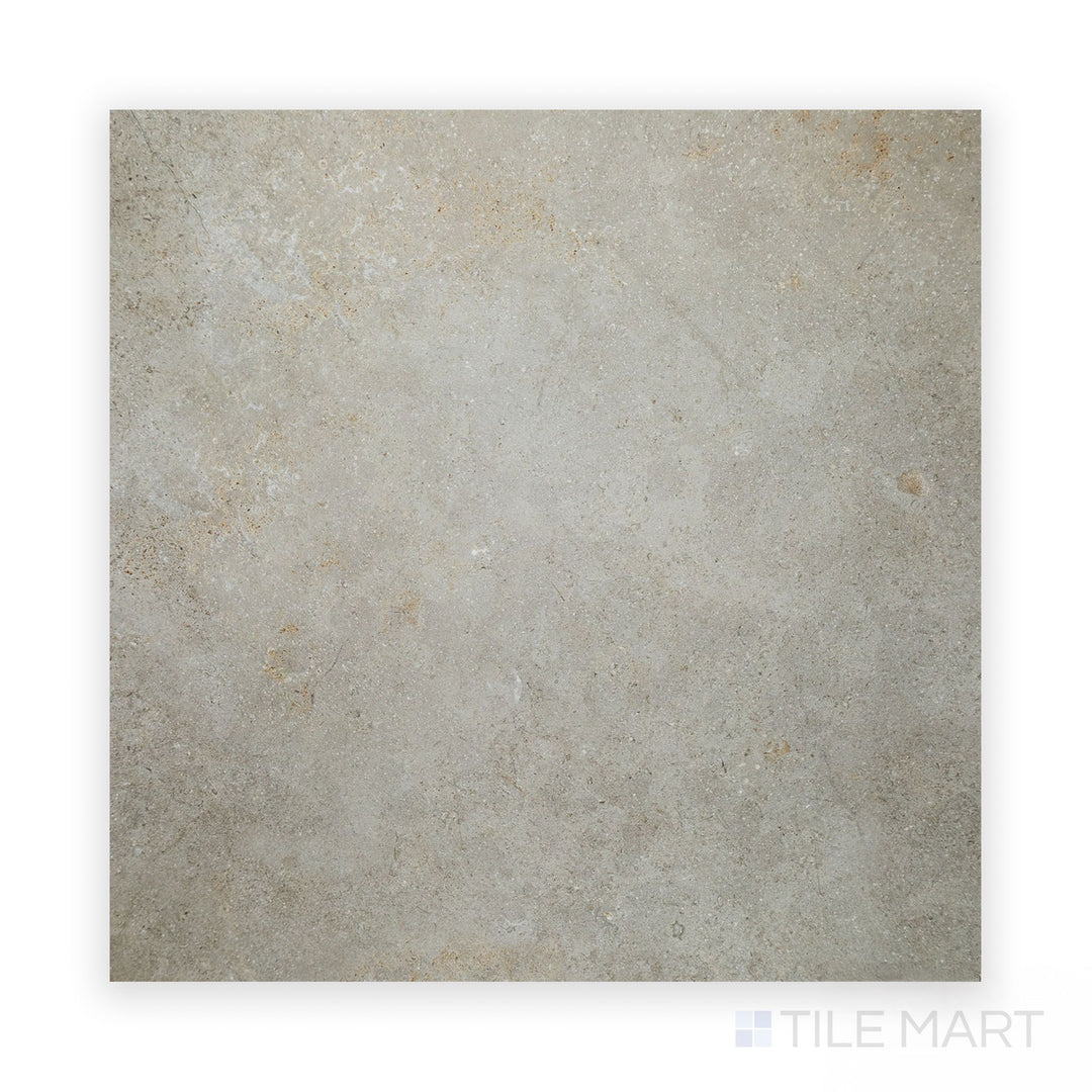 Direct upward-looking perspective of Richmond Silver 39X39 Matte Porcelain, showcasing wide-format porcelain in smooth matte silver tones for sophisticated settings.