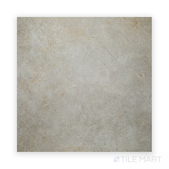 Direct upward-looking perspective of Richmond Silver 39X39 Matte Porcelain, showcasing wide-format porcelain in smooth matte silver tones for sophisticated settings.