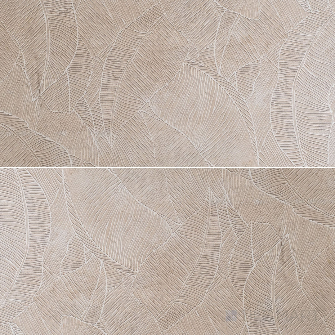 Product overview of Richmond Deco Taupe Panta 13x39 Matte Ceramic Tile with decorative linear patterns, warm taupe base, and a matte finish designed for feature walls.