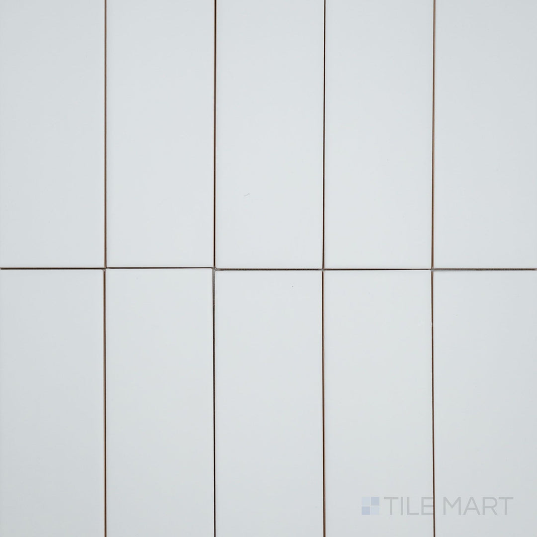 Overview of Van Base Plain Blanco 3x12 Matte Ceramic Tile highlighting a clean white tone, smooth surface, and compact subway-style layout.