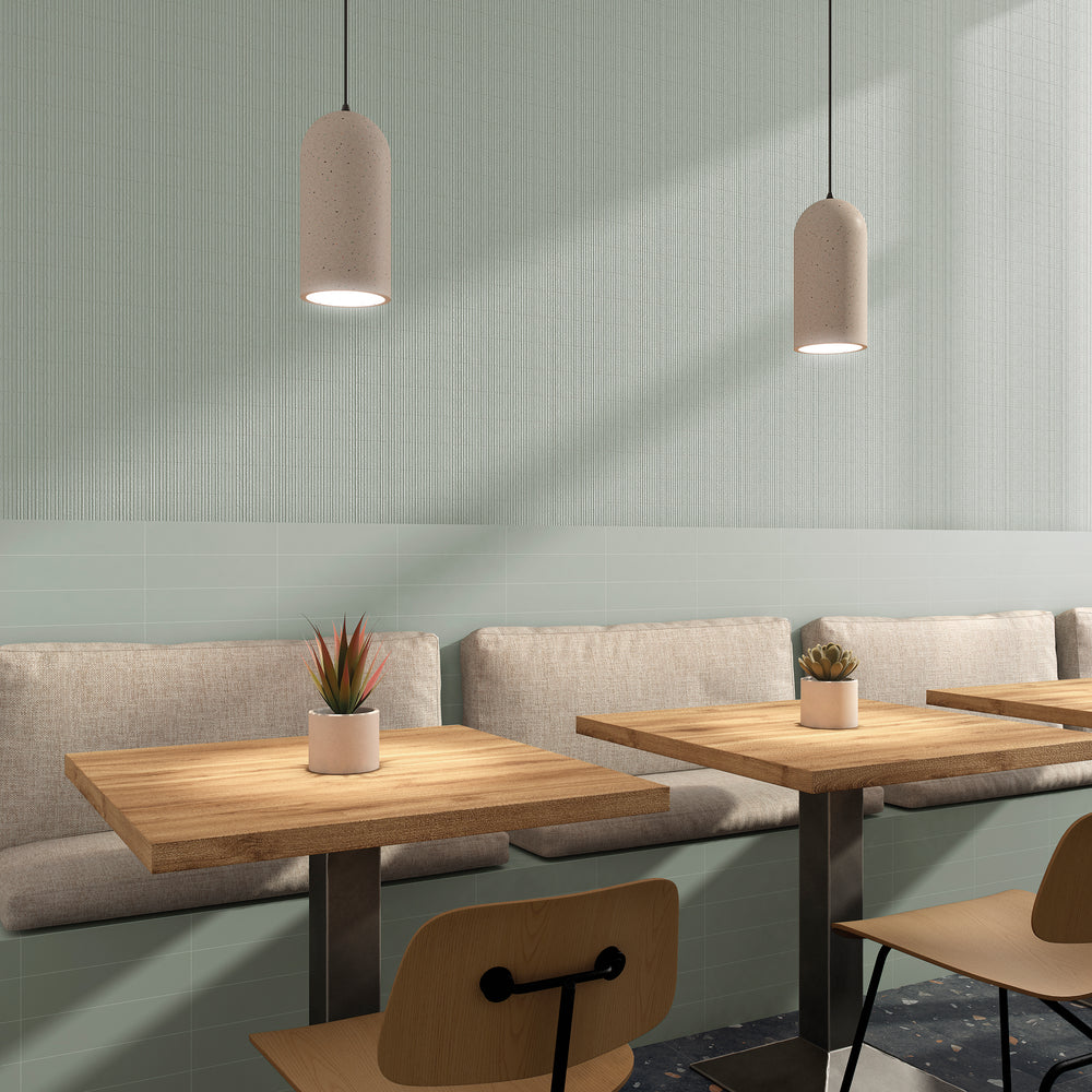 Van Base Plain Verde 3x12 Matte Ceramic Tile shown in a clean, modern layout with its rich green shade and smooth matte finish offering a bold, colorful accent.