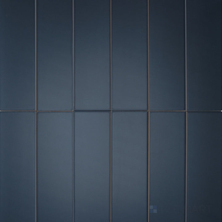 Overview of Van Base Plain Azul 3x12 Matte Ceramic Tile showcasing bold blue coloring, clean profile, and matte finish for creative wall layouts.