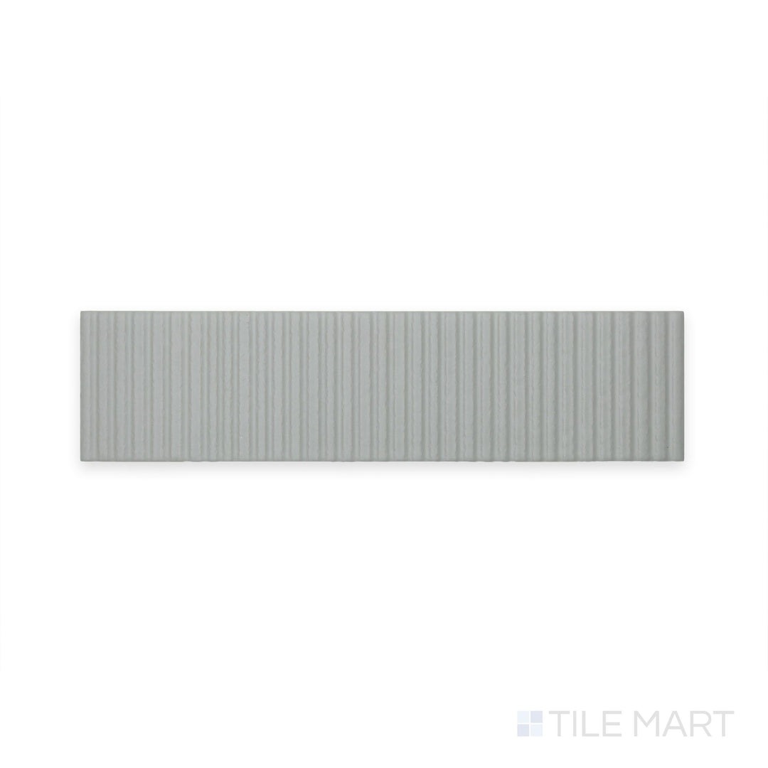 Planar depiction of Van Decor Verde 3X12 Matte Ceramic, offering a decorative variation of the green base tile with embossed detailing for added visual depth.