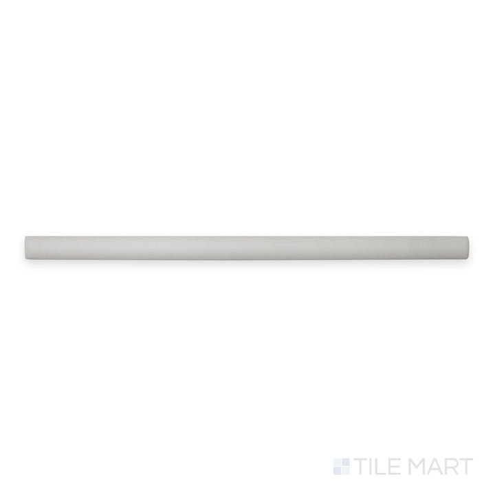 Overhead view of Van Blanco 1X12 Matte Ceramic Jolly, a minimalist trim piece in bright matte white—perfect for edging tile installations cleanly.
