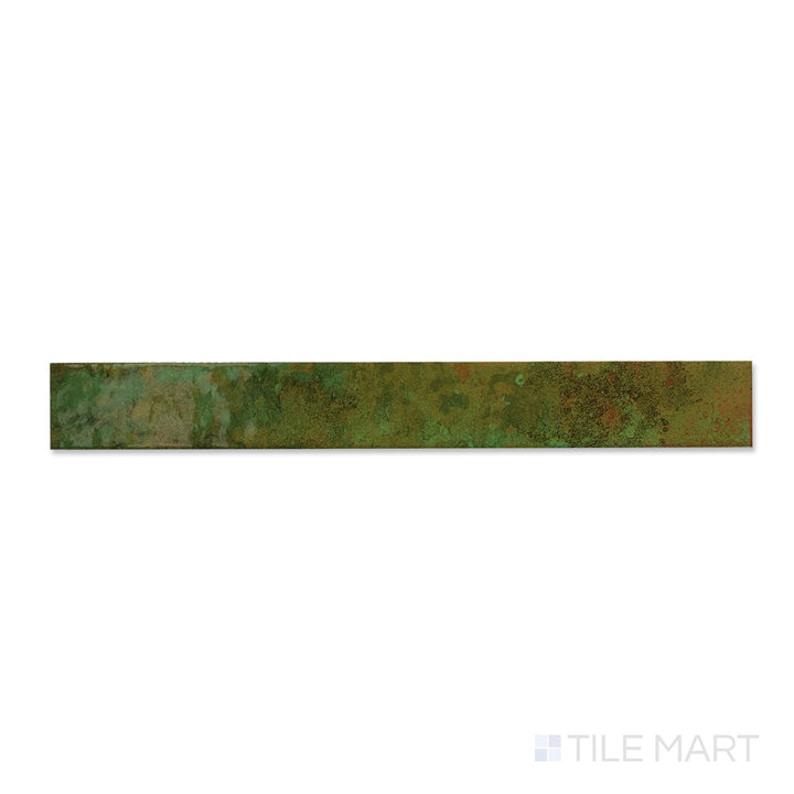 Flat lay of a single Bali Green tile, highlighting the glossy sheen and saturated color depth.