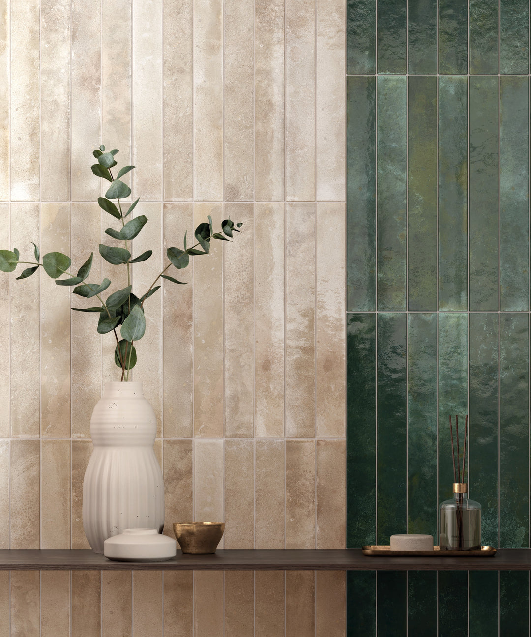 The glossy finish lends Bali Isle Of Pine a reflective, light-amplifying quality across its surface.