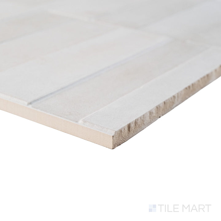 Corner shot of Slant Bone panel revealing its dimensional profile and clean, organic matte texture.