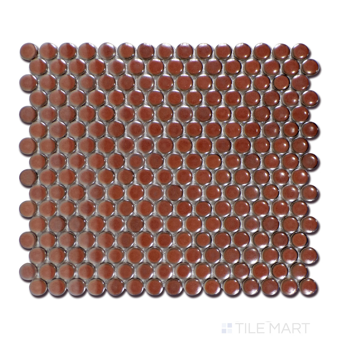 360° 3/4" Penny Round Glazed Porcelain Mosaic 12X12 Cardinal Gloss