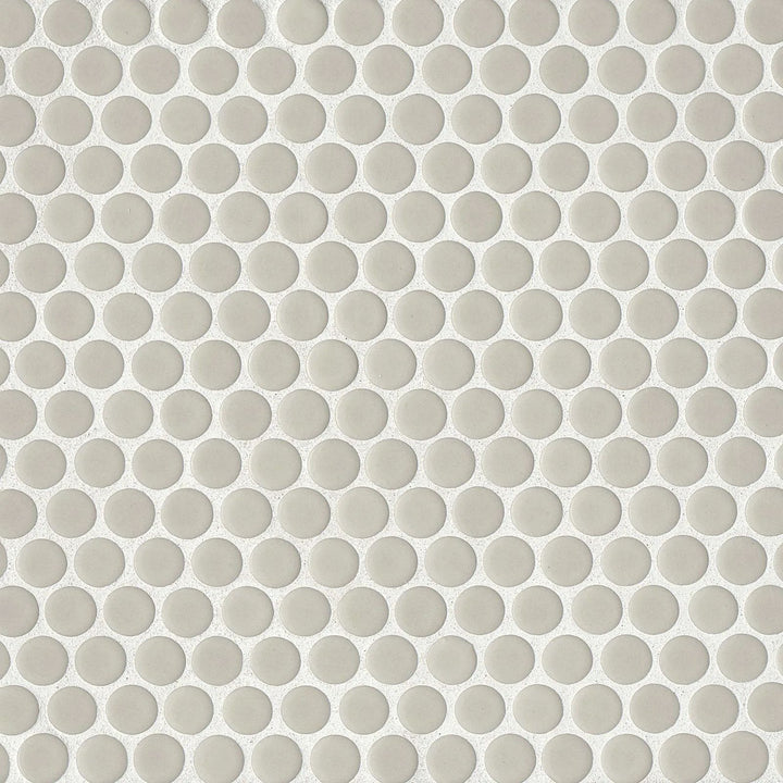 360° 3/4" Penny Round Glazed Porcelain Mosaic 12X12 Off White Gloss