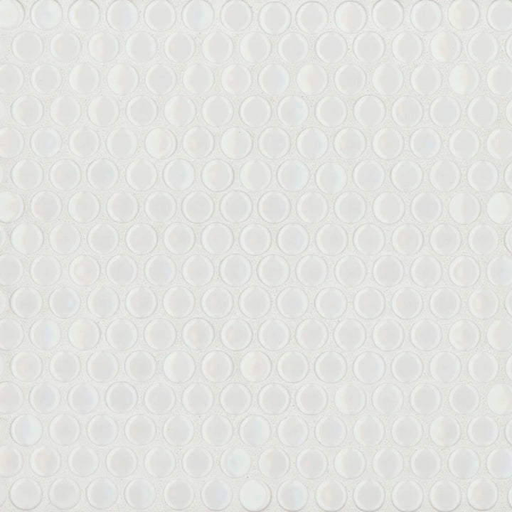 360° 3/4" Penny Round Glazed Porcelain Mosaic 12X12 White Gloss