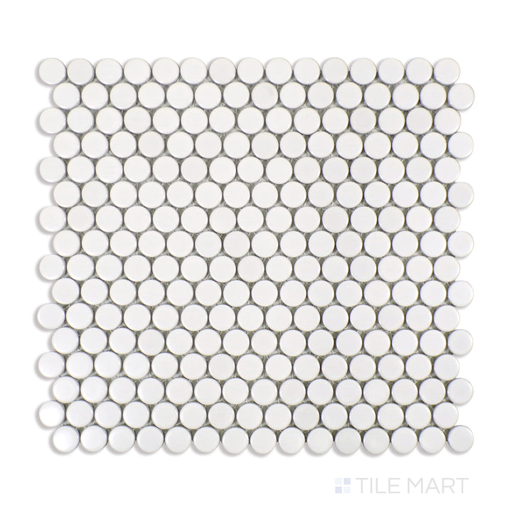 360° 3/4" Penny Round Glazed Porcelain Mosaic 12X12 White Matte