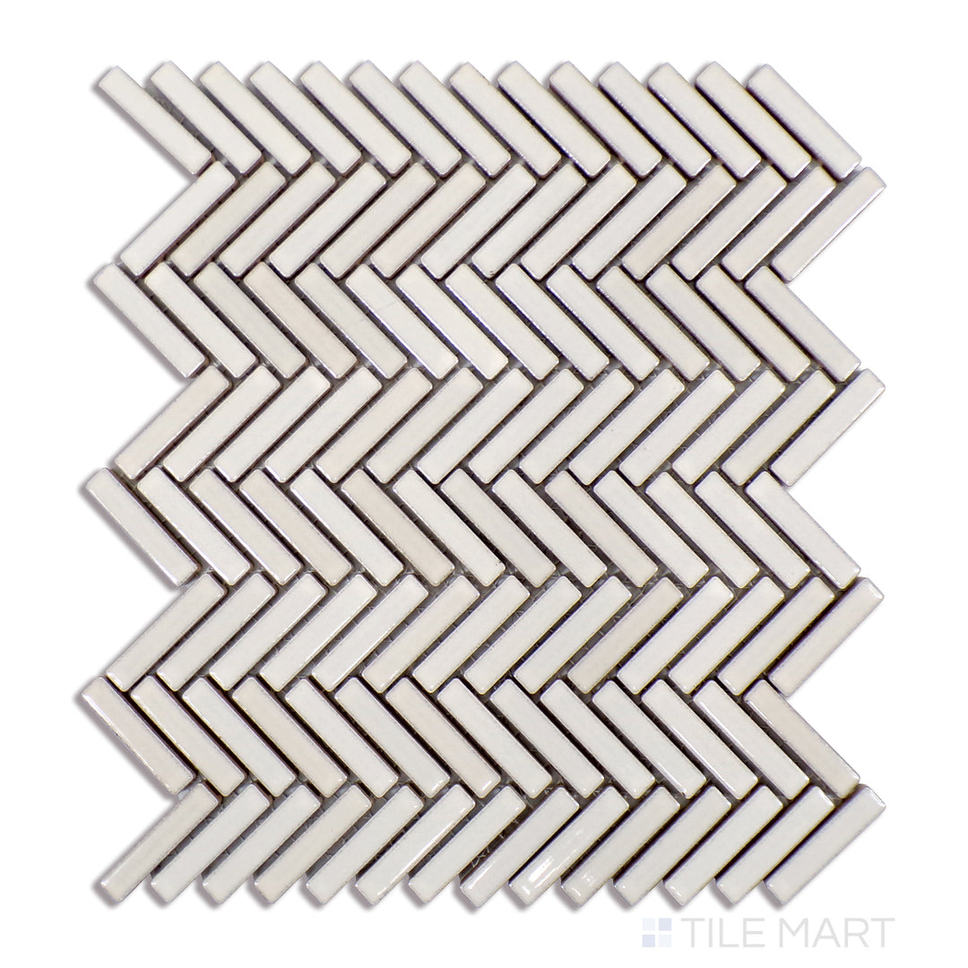 90° 1/2X2 Herringbone Glazed Porcelain Mosaic 11X12-1/4 Putty Gloss