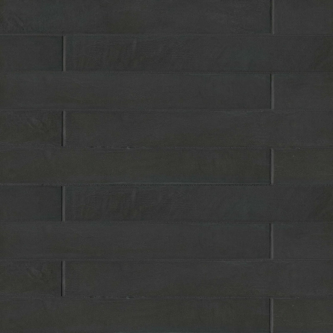 Allora Solid Color Glazed Porcelain Field Tile 3X24 Black Matte