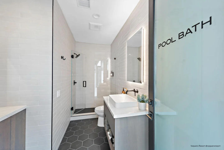 A deep black matte glazed porcelain tile, Allora Black 8.5x10 adds bold contrast and contemporary elegance.