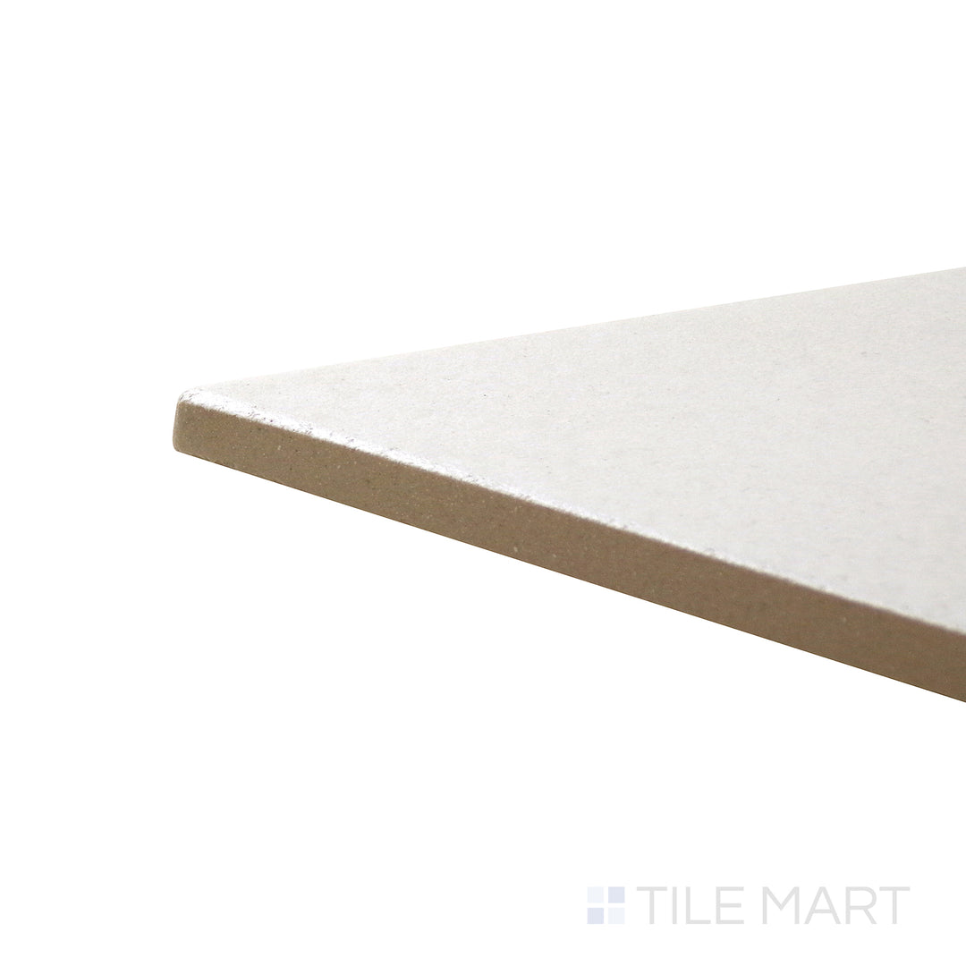 Side-angle perspective of Allora White 7.375x12.75 matte glazed porcelain tile, showcasing its pure white color, matte finish, and seamless edge transition.